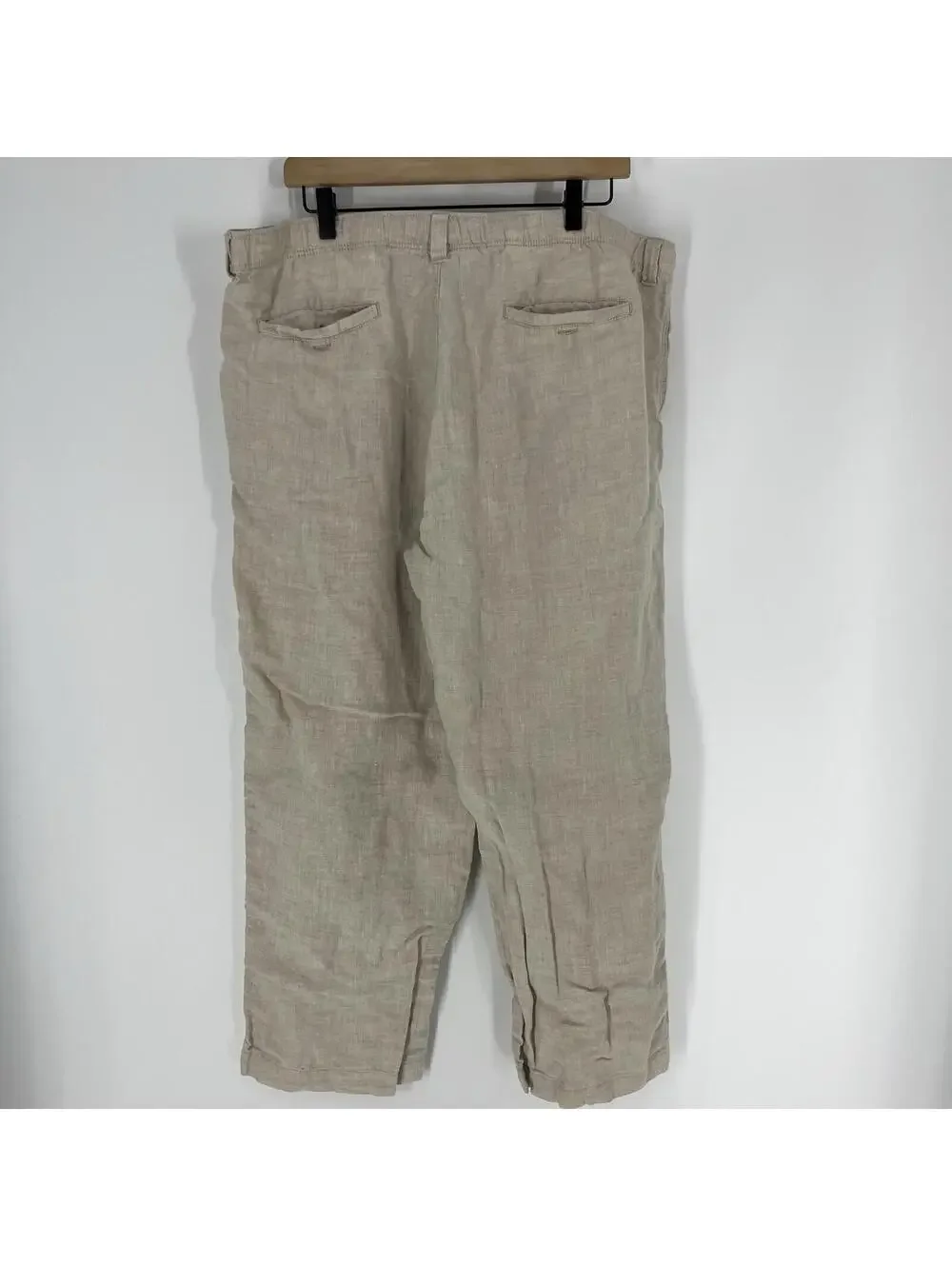Tommy Bahama Pants Size Large Mens Natural Beach Coast Linen Elastic Waist Chino
